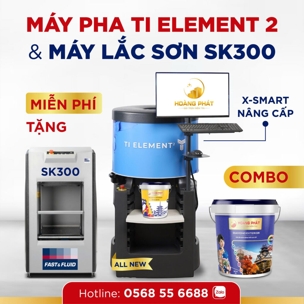 Máy pha màu TI ELEMENT 2 và máy lắc sơn SK300