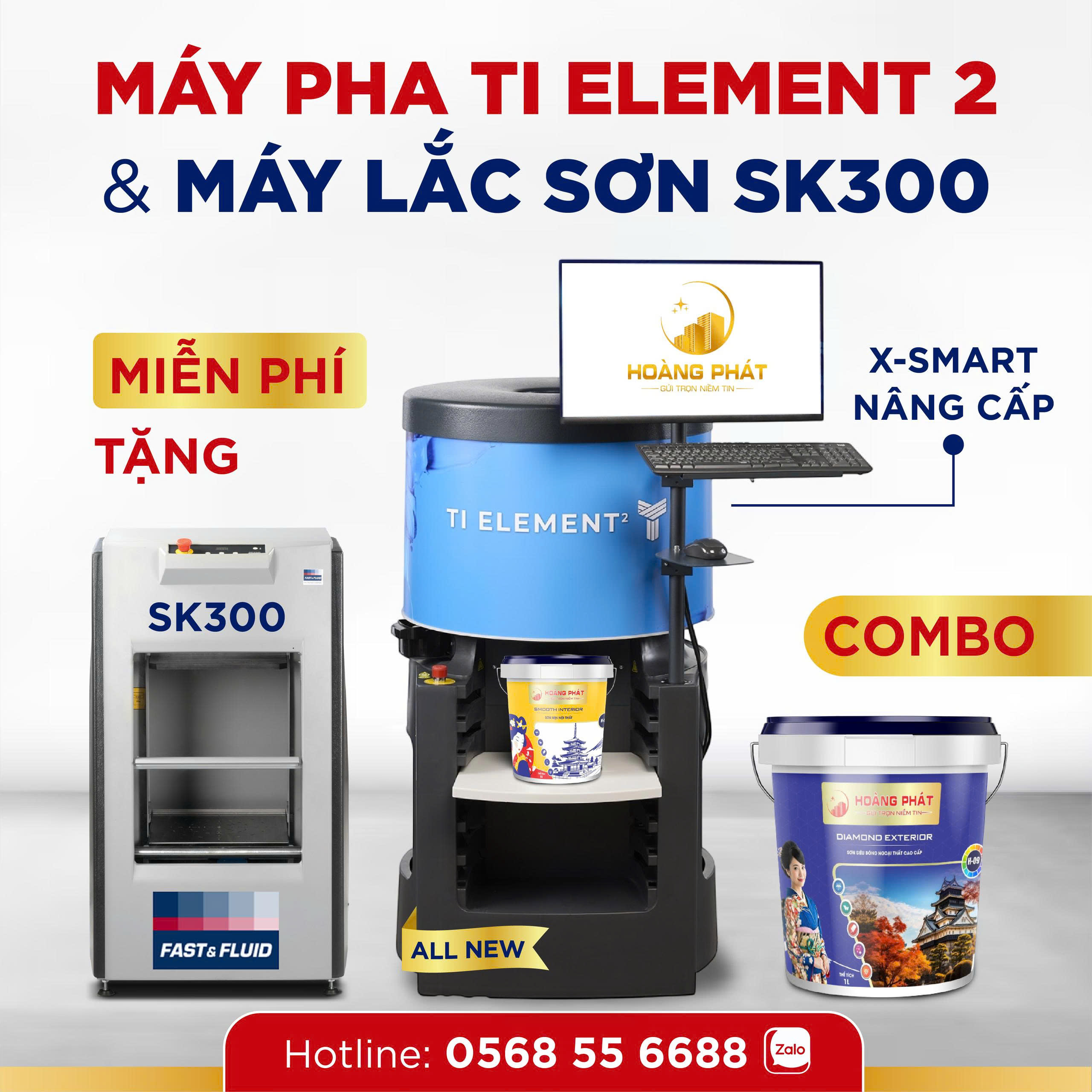Máy pha màu TI ELEMENT 2 & Máy lắc Sơn SK300